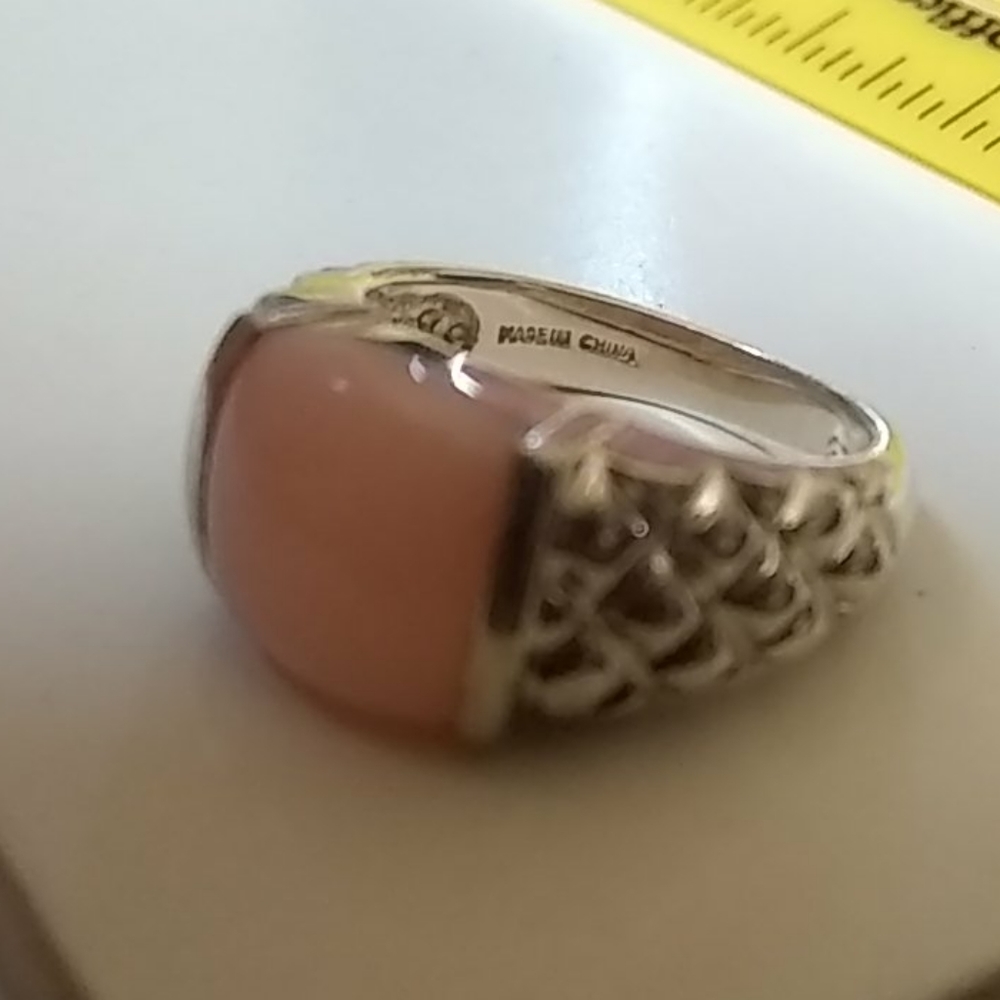 925 Solid Silver Sterling Ring Pink Gem - image 3